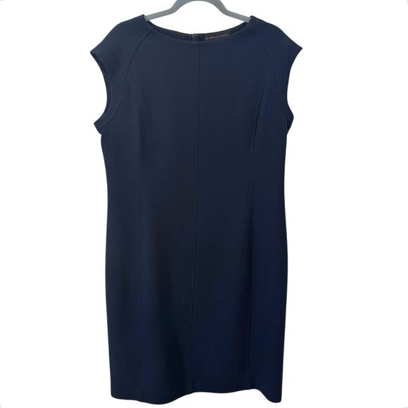 Nina Mclemore Double Face 100% Wool Crepe Dress Navy Blue Size 14 - Picture 2 of 8